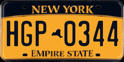 NY license plate HGP0344