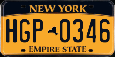 NY license plate HGP0346