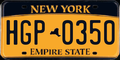 NY license plate HGP0350