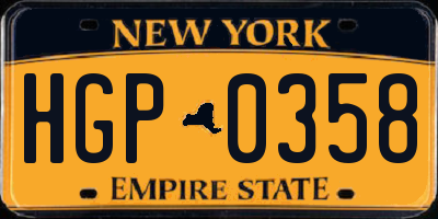 NY license plate HGP0358