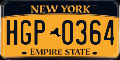 NY license plate HGP0364