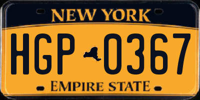 NY license plate HGP0367