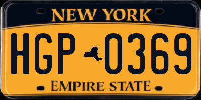 NY license plate HGP0369