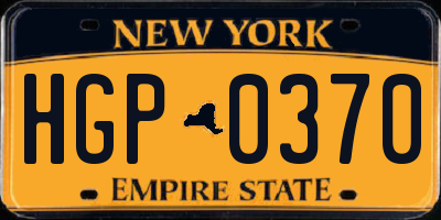 NY license plate HGP0370