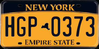 NY license plate HGP0373