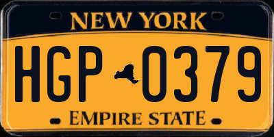 NY license plate HGP0379