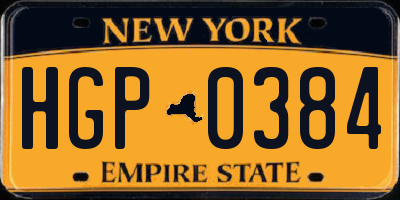 NY license plate HGP0384