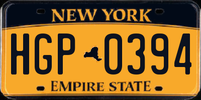 NY license plate HGP0394