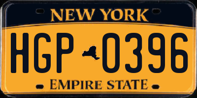 NY license plate HGP0396