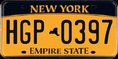 NY license plate HGP0397