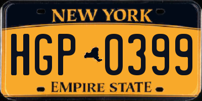 NY license plate HGP0399