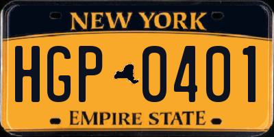 NY license plate HGP0401