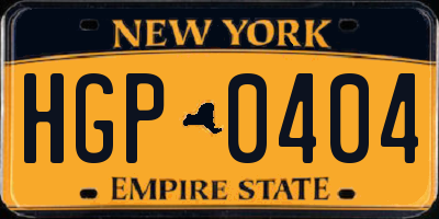 NY license plate HGP0404