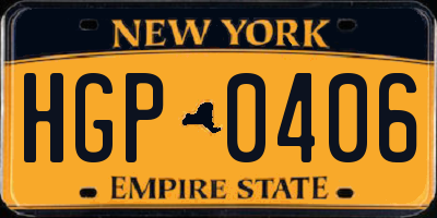 NY license plate HGP0406