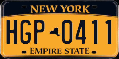 NY license plate HGP0411