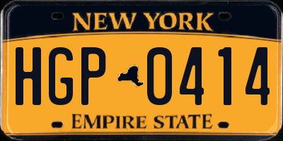 NY license plate HGP0414