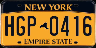 NY license plate HGP0416