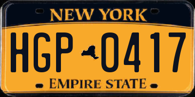 NY license plate HGP0417