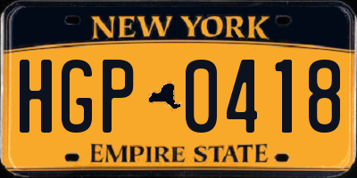 NY license plate HGP0418