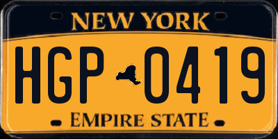 NY license plate HGP0419