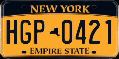 NY license plate HGP0421