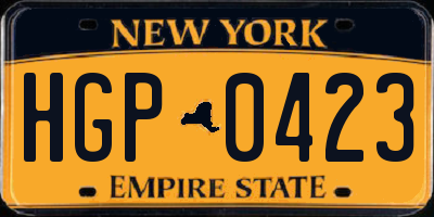 NY license plate HGP0423