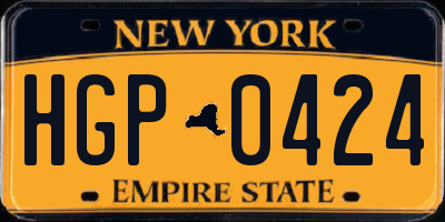 NY license plate HGP0424