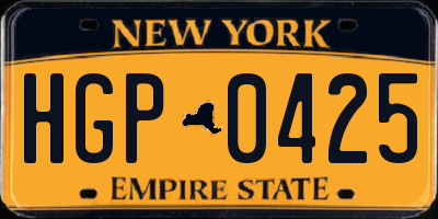 NY license plate HGP0425