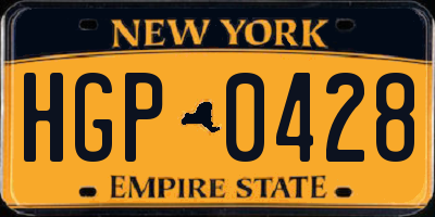 NY license plate HGP0428