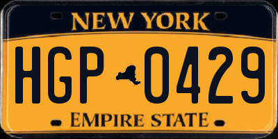 NY license plate HGP0429