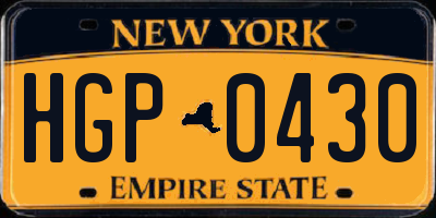 NY license plate HGP0430