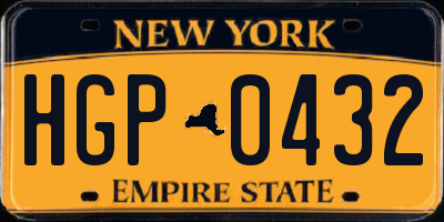 NY license plate HGP0432