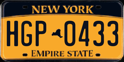 NY license plate HGP0433