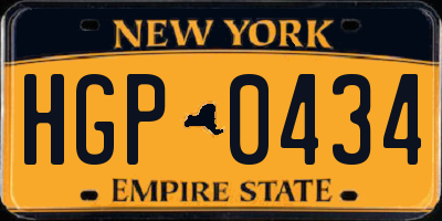 NY license plate HGP0434