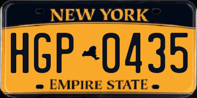 NY license plate HGP0435