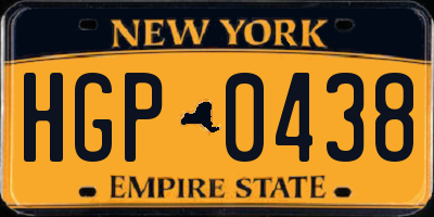 NY license plate HGP0438