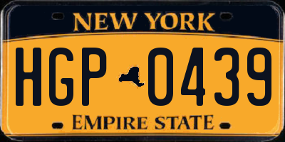 NY license plate HGP0439