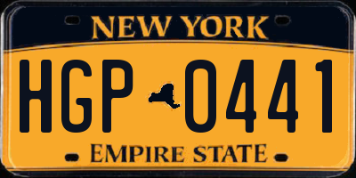 NY license plate HGP0441