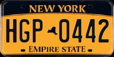 NY license plate HGP0442