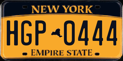 NY license plate HGP0444