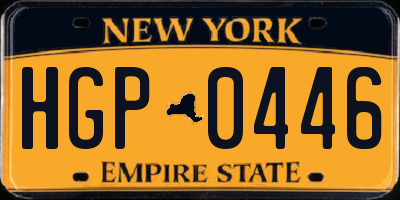 NY license plate HGP0446