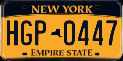 NY license plate HGP0447