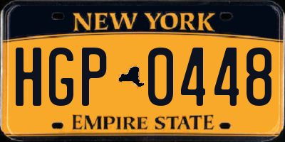 NY license plate HGP0448