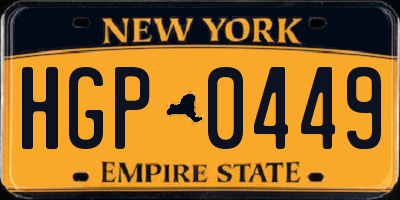 NY license plate HGP0449