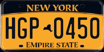 NY license plate HGP0450