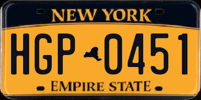 NY license plate HGP0451