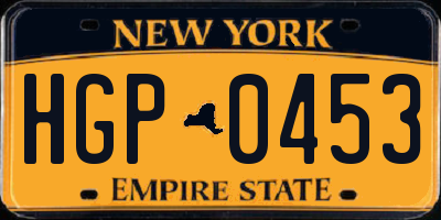 NY license plate HGP0453