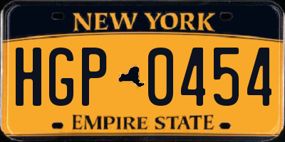 NY license plate HGP0454