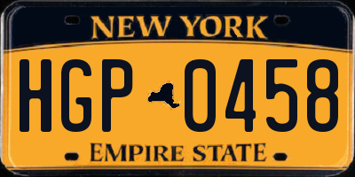 NY license plate HGP0458