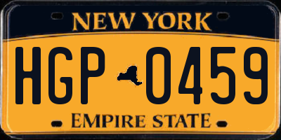 NY license plate HGP0459